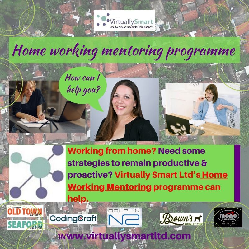Working from home? Need some strategies to remain productive & proactive? Virtually Smart Ltd’s Home Working Mentoring programme can help.