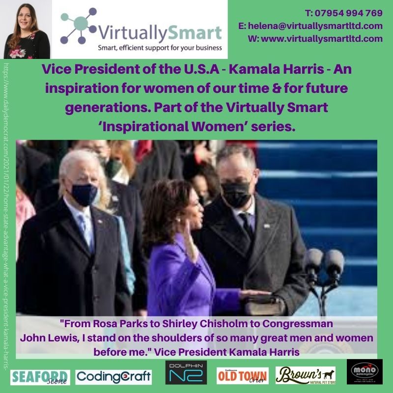 Vice President of the U.S.A - Kamala Harris - An inspiration for women of our time & for future generations. Part of the Virtually Smart ‘Inspirational Women’ series.